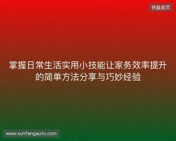 掌握日常生活实用小技能让家务效率提升的简单方法分享与巧妙经验